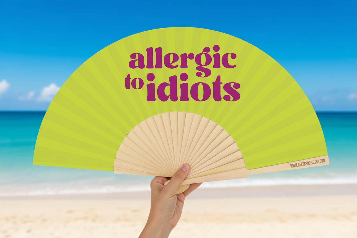 Allergic to Idiots Slogan 23cm fan
